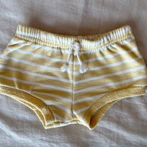 Easy Peasy organic cotton Yellow & White Striped Terry Shorts